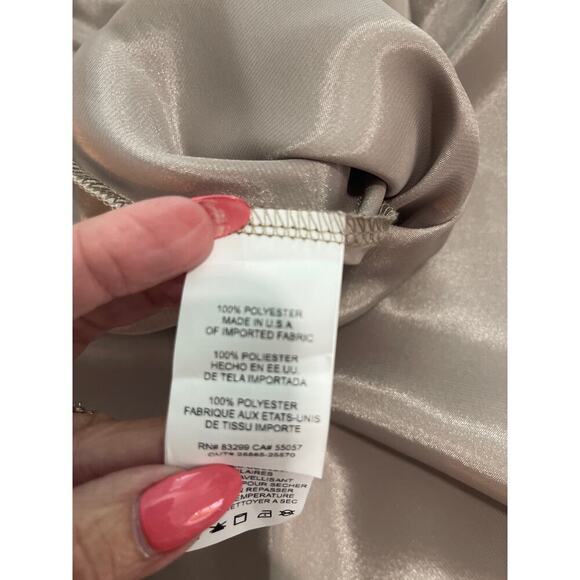 Bebe NWT Tan Champagne Satin style Slip Dress Large - Picture 14 of 15